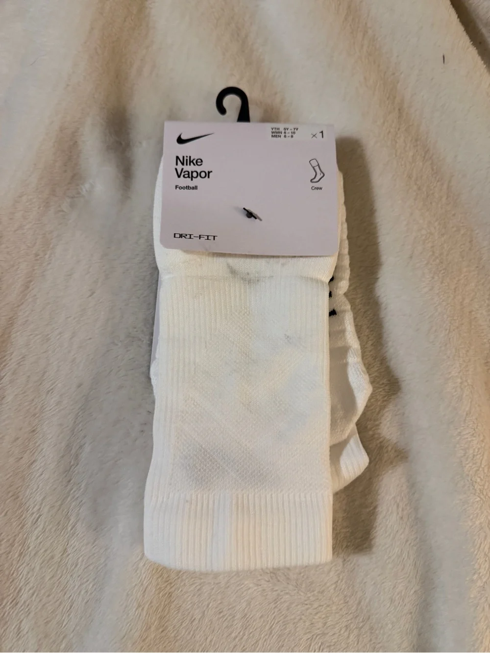 Nike White Crew Athletic Socks - Vapor Dri-FIT